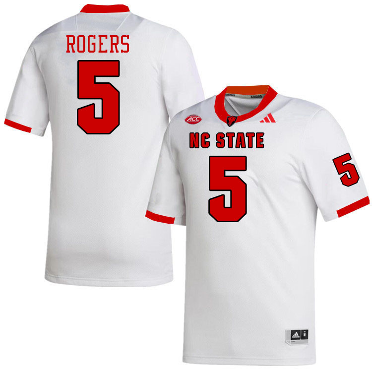 Men #5 Noah Rogers NC State Wolfpack College Football Jerseys Stitched-White